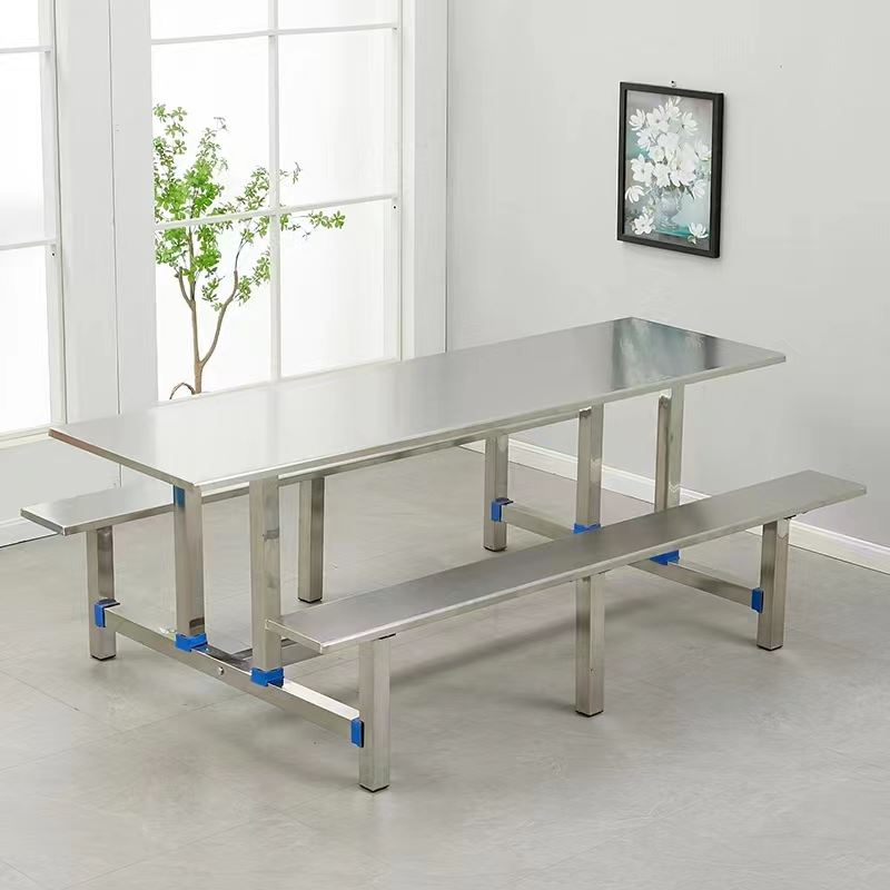 学校快餐桌餐桌椅饭堂工厂连体餐桌椅人定制不锈钢食堂