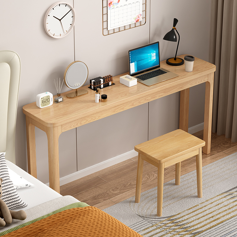 实木书桌电脑桌学生家用卧室长条桌子工作台靠墙窄桌小户型写字桌
