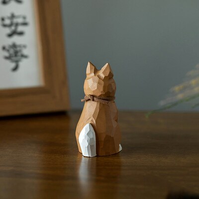 木质彩绘手工铃铛柴犬狗狗车车内车载装饰创意办公室家居饰品