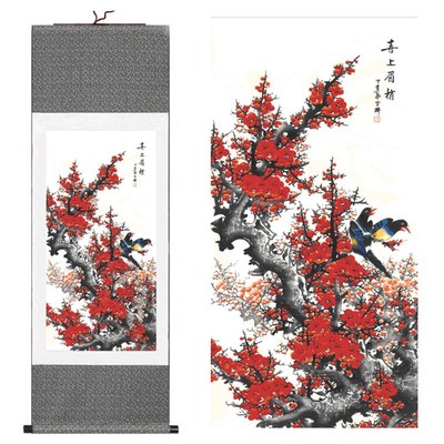 中国风民族特色手工艺品丝绸画卷轴挂画外事出国圣诞节礼品送老外