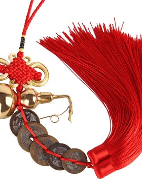 铜葫芦五帝钱挂件真品五帝空心口葫芦带盖