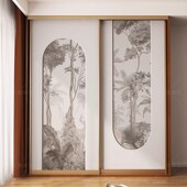 燕子线条推拉门翻新画出租房改造墙玻璃门改色纸加厚