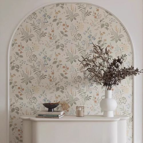 法式无缝墙纸奶油新碎墙布客厅卧室玄关背景墙壁纸定制壁布
