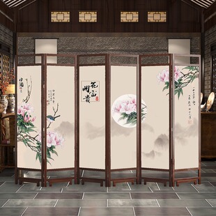 实木屏风隔断墙办公室折叠移动酒店 中式 家用客厅遮挡.玄关进门