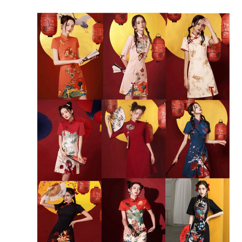 国潮新中式旗袍伴娘服2024新款夏季婚礼姐妹团礼服裙女新娘晨袍