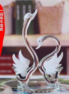水晶天鹅客厅新房电视酒柜装饰品小摆H件创意爱情鸟一对轻奢乔迁