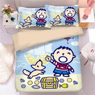 大口仔四件套男孩儿童床品三件套学生宿舍M上下铺床单床笠被罩被