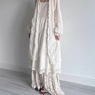 开衫 网红小衫 复古民族风蕾丝刺绣叠穿罩衫 尢系UXI