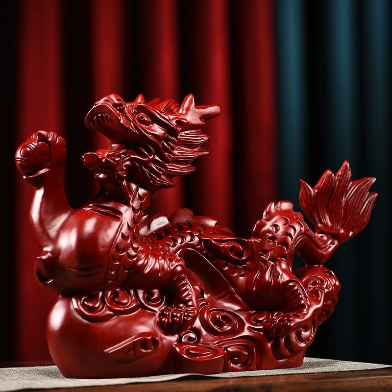 木雕龙年摆件生肖龙实木雕刻家居办公室装饰红木工艺礼品龙年摆件