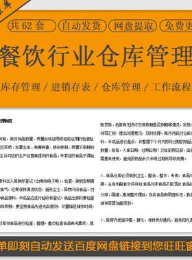 餐饮行业酒店餐厅仓库存储厨房库房食品采购物品领用盘点管理制度