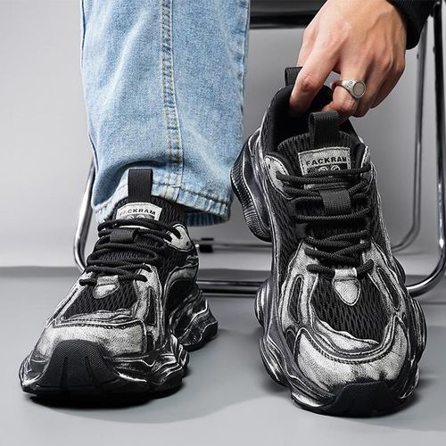 新款特大码男鞋45网面透气运动鞋46脚宽加肥老爹鞋47新款休闲鞋子