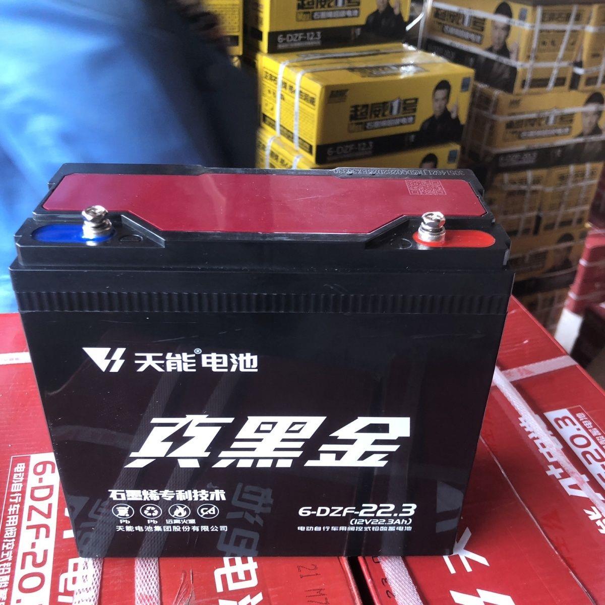 天能石墨烯黑金12V24V48V60V72V22A单祇电瓶6-DZF-22一块照明电池