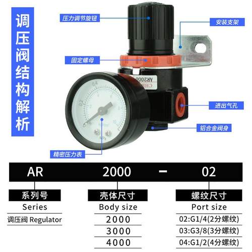 气压调节阀AFR2000过滤器AR调压阀气动油水分离AFC2000气源处理器
