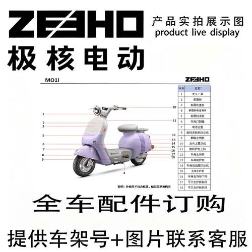 ZEEHO极核电动26新款AE4/MO/AE8/EZ前围边条护板前瓦全车配件订购
