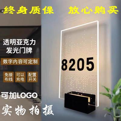 电竞酒店宾馆发光门牌定制LED棋牌室包厢号美容院公寓指示牌订制