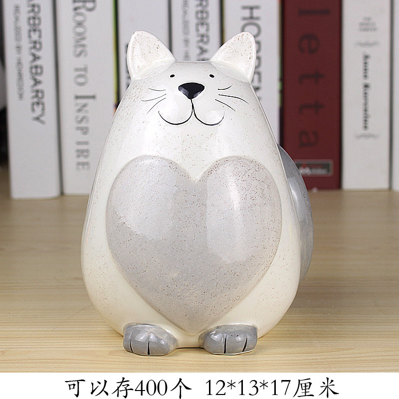 黑白情侣猪陶瓷超大存钱罐个性创意家居摆件毕业送老师生日礼物