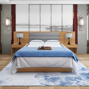 酒店家具床宾馆床客房床公寓房床定制单人床标间1.2米全套双人床