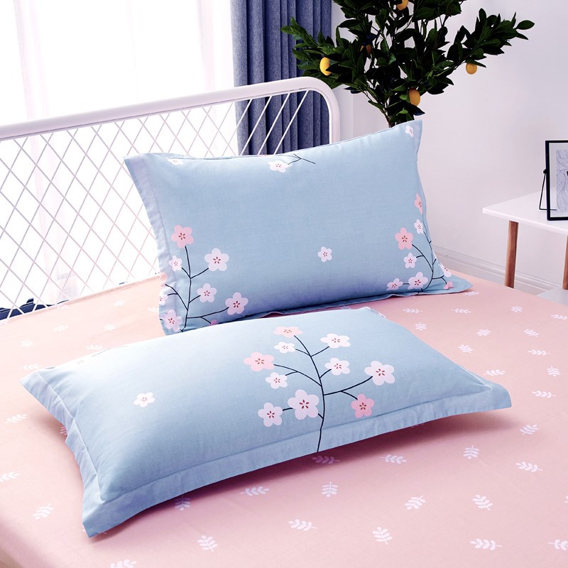 简约格子枕套一对装100纯棉单人夏季学生欧式简约枕罩枕皮48x74cm