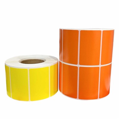 彩色可移合成热敏标签易撕不留胶五防撕不烂黄色蓝色橘色不干胶贴