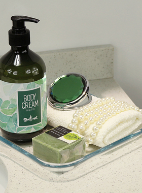 洗手台摆件托盘样板间道具毛巾仿珍珠项链样板房卫生间香薰装饰品