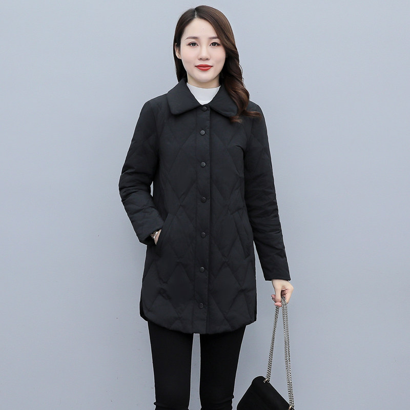 轻薄羽绒服女中长版2023年冬季新款工装修身设计感敲气质女士外套