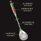 初惠304不锈钢分餐勺家用公用长勺花梨木防烫长柄饭勺厨具柄防烫