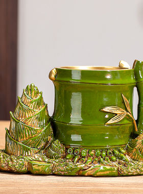 书房复古怀旧竹竹高升笔筒摆件老板办公室装饰品送领导老师礼物品