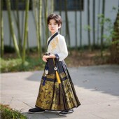国风走秀唐装 国学服装 高端男孩春秋新中式 男童汉服儿童马面裙套装