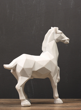 北欧简约几何折纸马动物雕塑摆件家居客厅电视柜酒店博古架摆设品