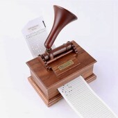 复古DIY木质手摇纸带 30音留声机音乐盒八音盒男友女生日礼物定制