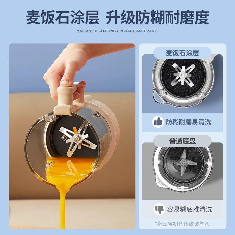 蓝宝PB-02S柔音破壁机家用自动加热豆浆机非静音多功能新款料理机,厨房电器,破壁机,淘宝优惠券,粉丝福利购,淘宝优惠卷