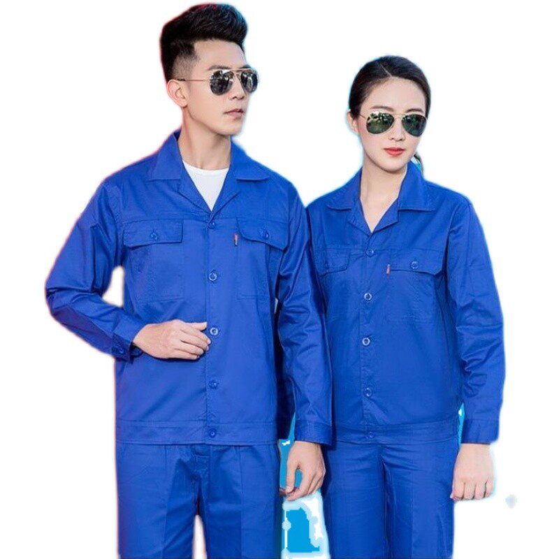 纯棉夏季薄款长袖工作服套装男全棉劳保服机修焊工厂服工装制服印