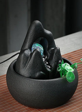 陶瓷流水器桌面招财水景喷泉创意客厅办公室水景喷泉鱼缸送礼