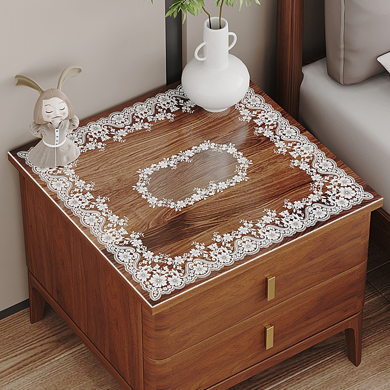 蕾丝床头柜防尘罩盖布 pvc软玻璃桌垫防油防水免洗水晶板桌布