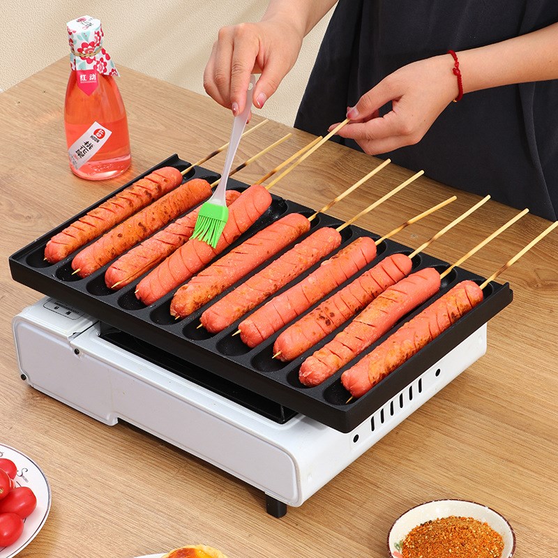 烤肠机路边摊商用脆皮淀粉肠烤机夜市摆摊卡式炉烤肠盘模具铝合金