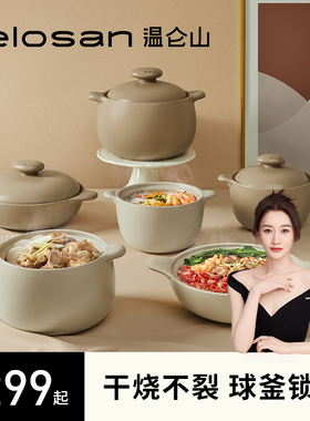 elon温仑山砂锅家用耐高温干烧裂大容量煲仔饭煲汤陶瓷沙锅
