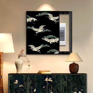 中古风电表箱装饰画竖款新款配电箱遮挡挂画免打孔复古鸟图