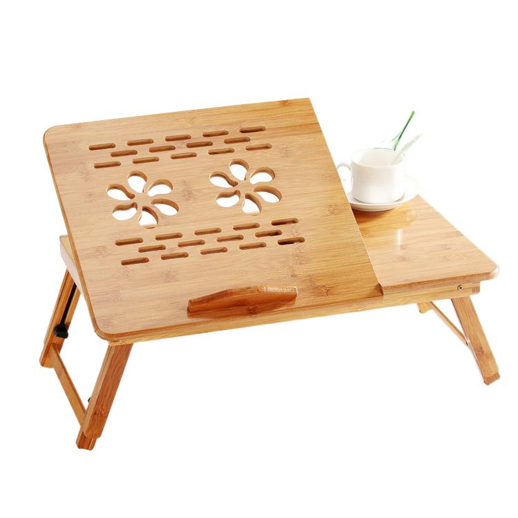 床上用折叠小书桌笔记本电脑桌带散热器楠竹子实木质学生宿舍上铺