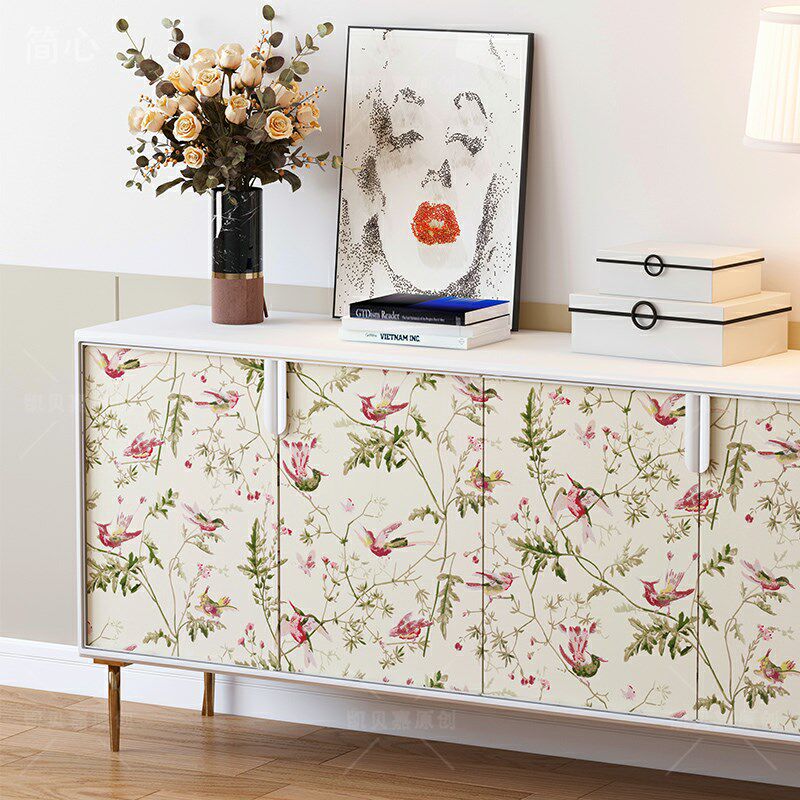 法式复古装饰客厅柜子门自粘贴画橱柜床头柜改造翻新家具贴纸防水