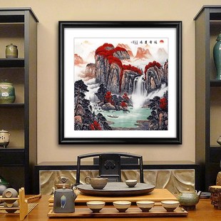 山水装饰画泰山日出东方壁画办公室客厅背景墙挂画玄关风景靠山图