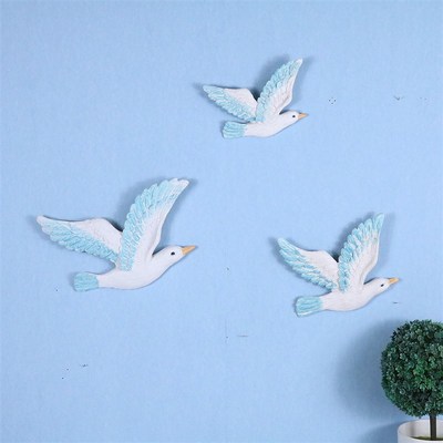地中海风格海鸟三壁饰树脂彩绘海鸥和平鸽壁挂件背景墙饰装饰品