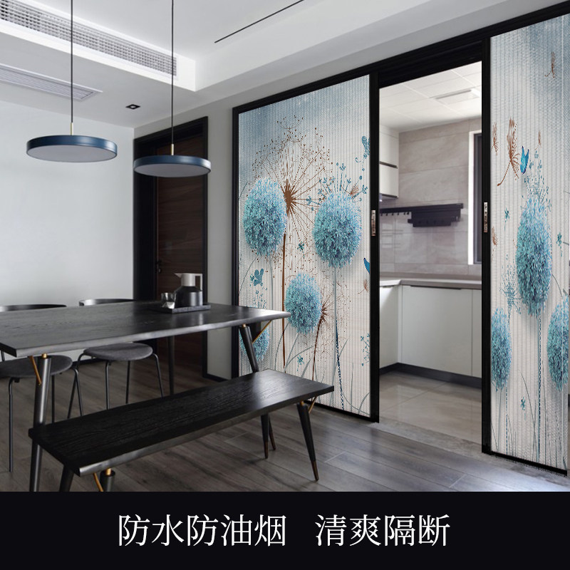 印花衣柜推拉折叠门厨房隔断无轨蜂巢帘门空调免打孔平开滑动移门图片