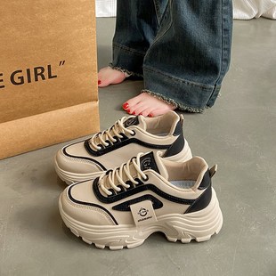 踩屎感老爹鞋女款2025春季新款小个子增高厚底运动休闲跑步鞋34码