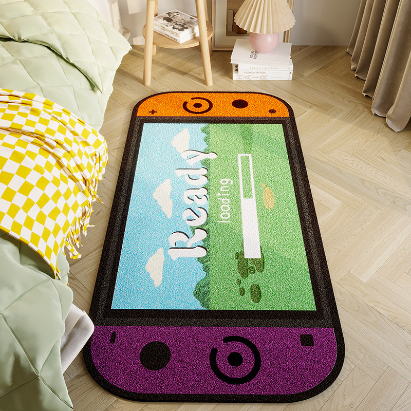 新品儿童房床下脚垫卧室床边飘窗毯创意男生房间毛V绒地毯客厅沙