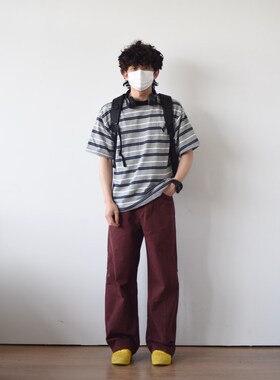 X1617 夏季新款日系条纹舒适宽松百搭重磅圆领短袖T恤男女情侣T81