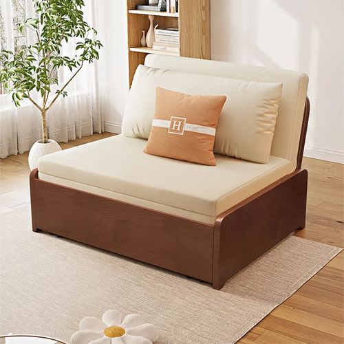 实木沙发可折叠两用1米2多功能双人无扶手伸缩床小户型中式沙发床