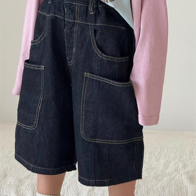 波拉韩国儿童装牛仔短裤春夏季新款男女童洋气宽松工装裤子潮