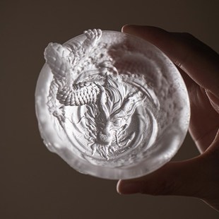 龙年琉璃茶杯古法冰冻烧琉璃杯主人杯茶盏个人专用高档盘龙单杯