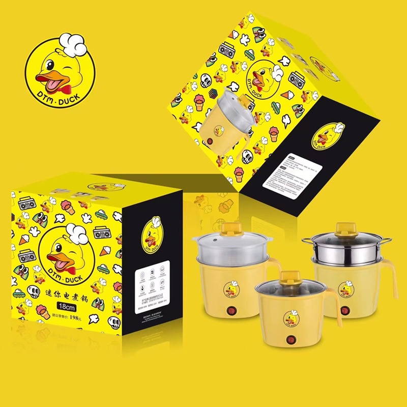 小电锅电煮锅不粘底小黄鸭电热火锅宿舍煮面料理电火锅宿舍