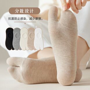 薄款船袜女浅口春夏木屐隐形日系防滑袜分趾袜硅胶二趾袜跟男不掉
